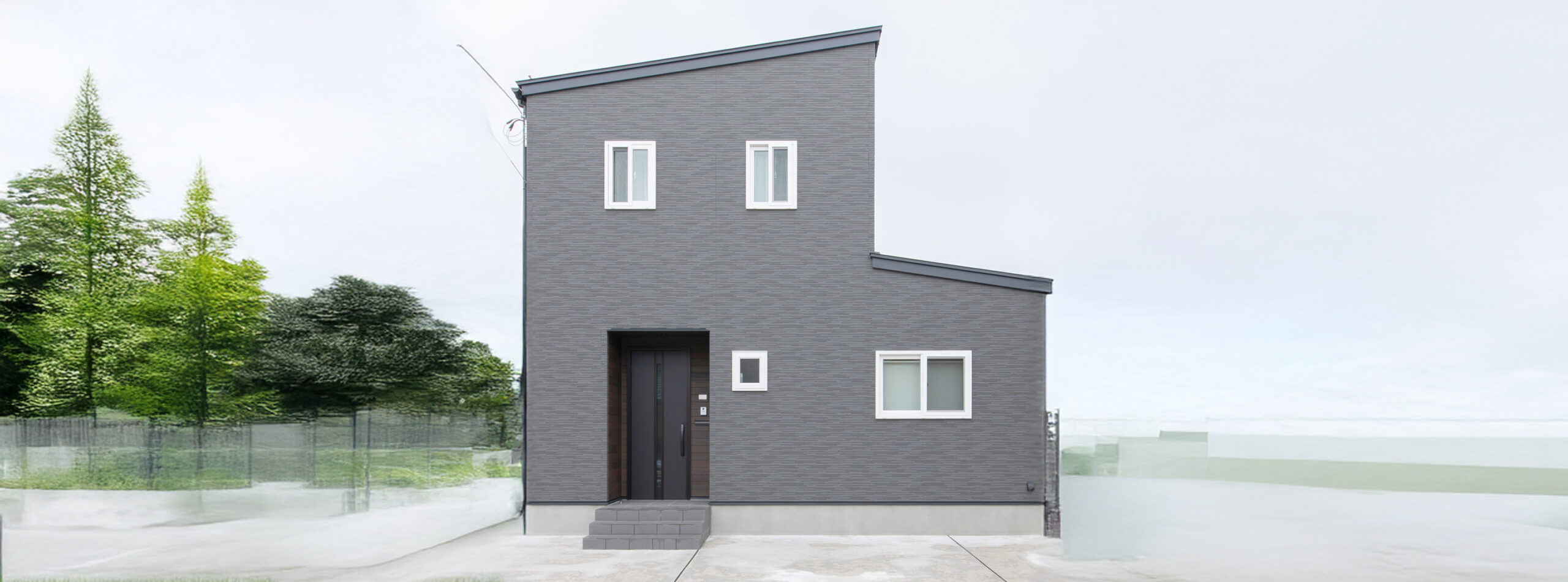 モノトーンで統一されたお洒落でコンパクトなお家